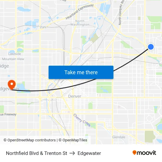 Northfield Blvd & Trenton St to Edgewater map