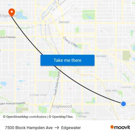 7500 Block Hampden Ave to Edgewater map
