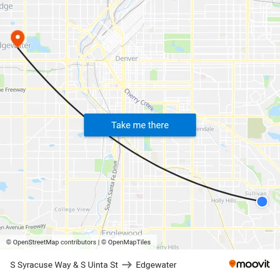 S Syracuse Way & S Uinta St to Edgewater map