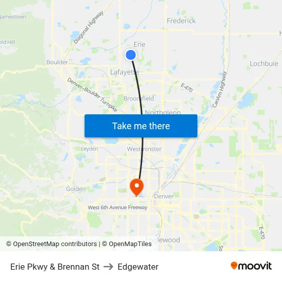 Erie Pkwy & Brennan St to Edgewater map