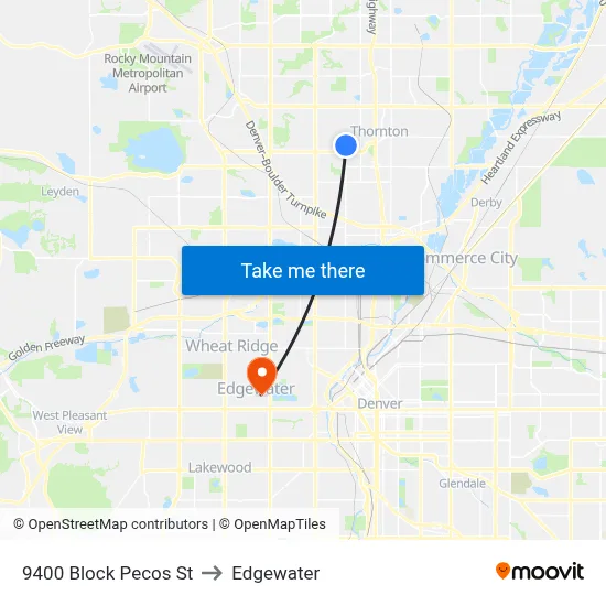 9400 Block Pecos St to Edgewater map