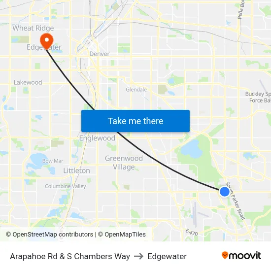 Arapahoe Rd & S Chambers Way to Edgewater map