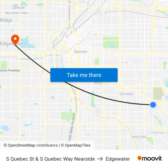 S Quebec St & S Quebec Way Nearside to Edgewater map