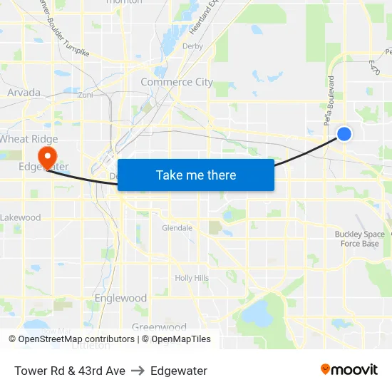 Tower Rd & 43rd Ave to Edgewater map