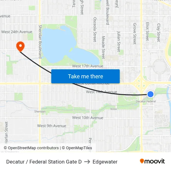 Decatur / Federal Station Gate D to Edgewater map