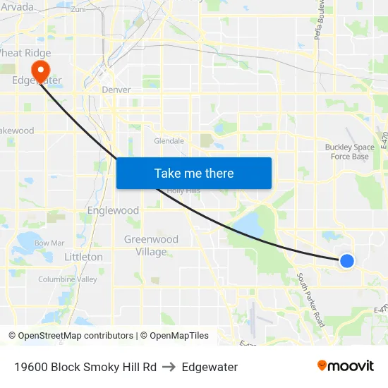 19600 Block Smoky Hill Rd to Edgewater map
