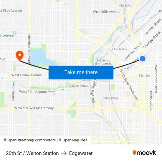 20th St / Welton Station to Edgewater map