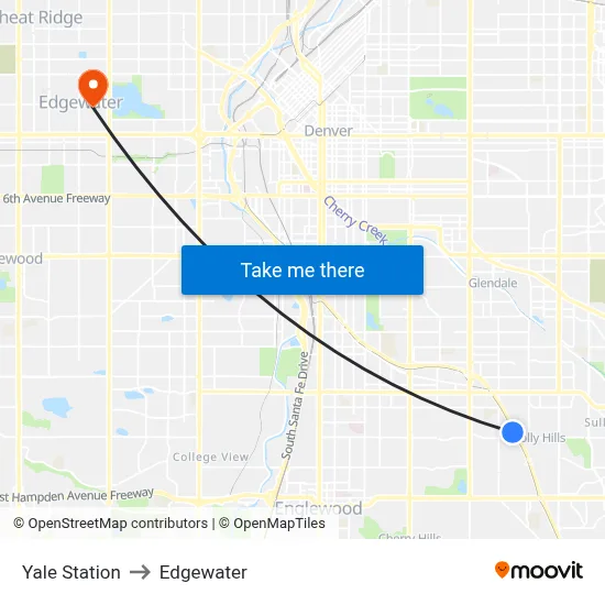 Yale Station to Edgewater map