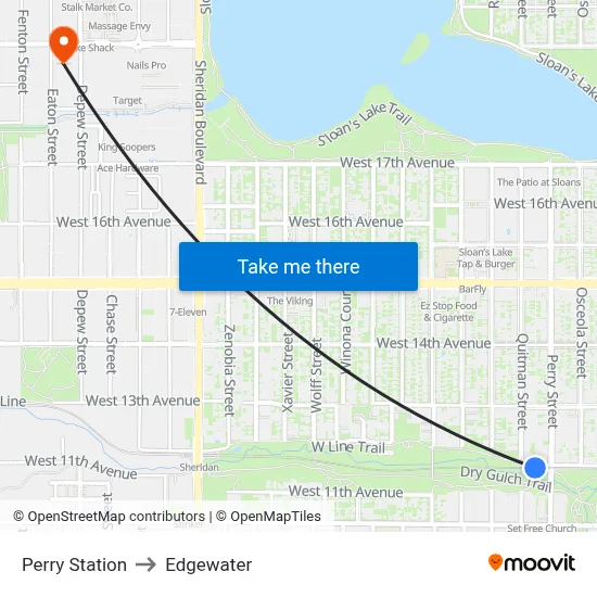 Perry Station to Edgewater map