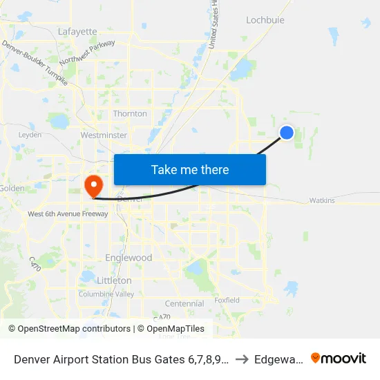 Denver Airport Station Bus Gates 6,7,8,9 & 10 to Edgewater map