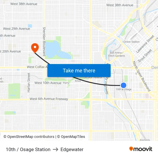 10th / Osage Station to Edgewater map