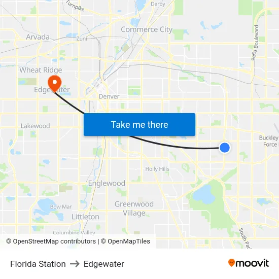 Florida Station to Edgewater map