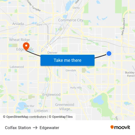 Colfax Station to Edgewater map