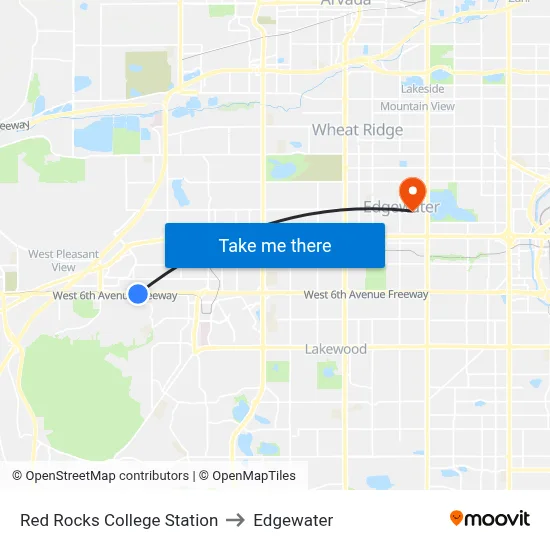 Red Rocks College Station to Edgewater map