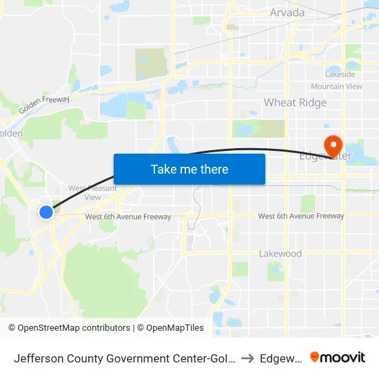 Jefferson County Government Center-Golden Station to Edgewater map