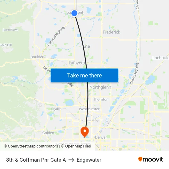 8th & Coffman Pnr Gate A to Edgewater map