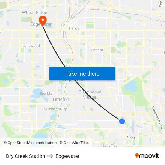 Dry Creek Station to Edgewater map