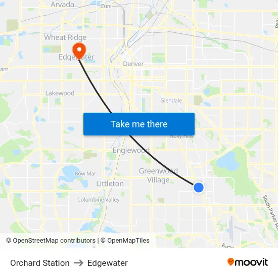 Orchard Station to Edgewater map