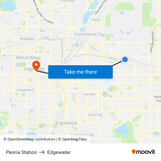 Peoria Station to Edgewater map
