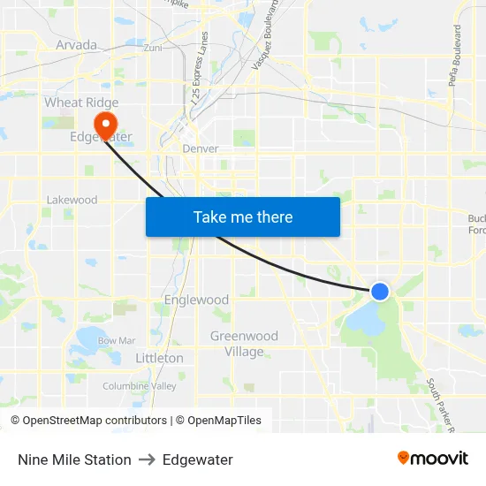 Nine Mile Station to Edgewater map