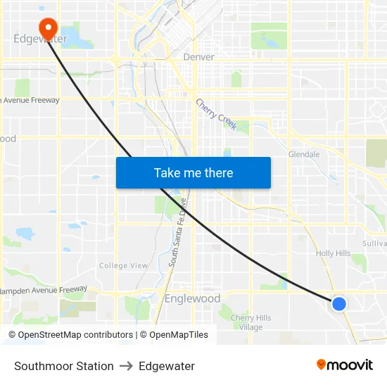 Southmoor Station to Edgewater map