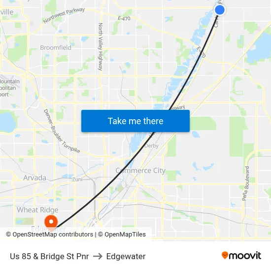 Us 85 & Bridge St Pnr to Edgewater map