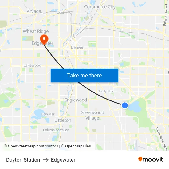 Dayton Station to Edgewater map