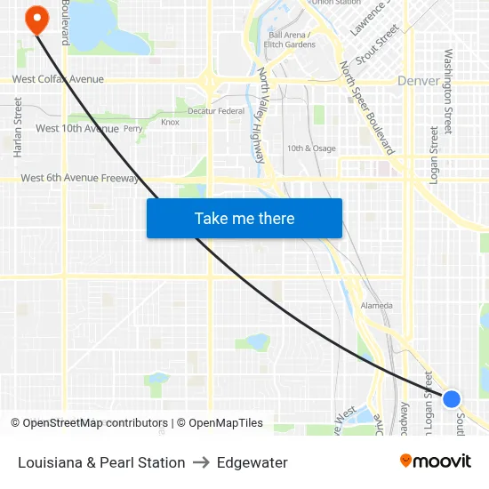 Louisiana & Pearl Station to Edgewater map