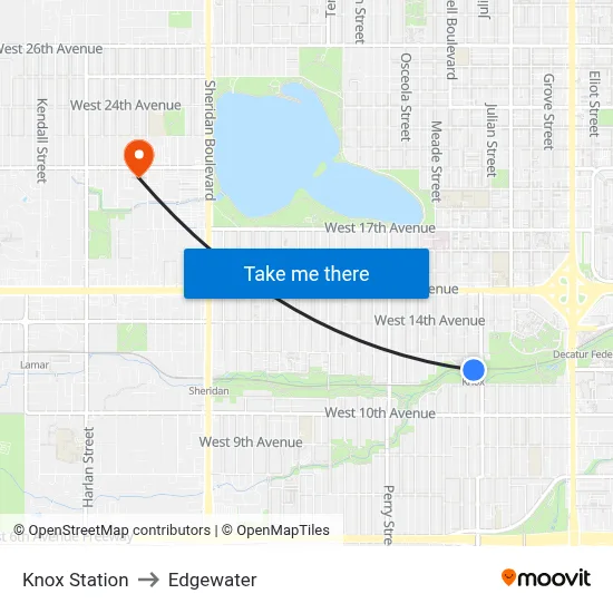 Knox Station to Edgewater map