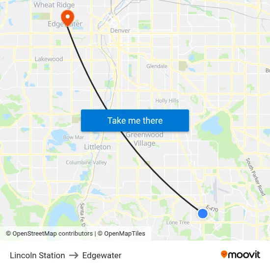 Lincoln Station to Edgewater map