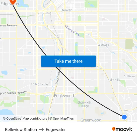 Belleview Station to Edgewater map
