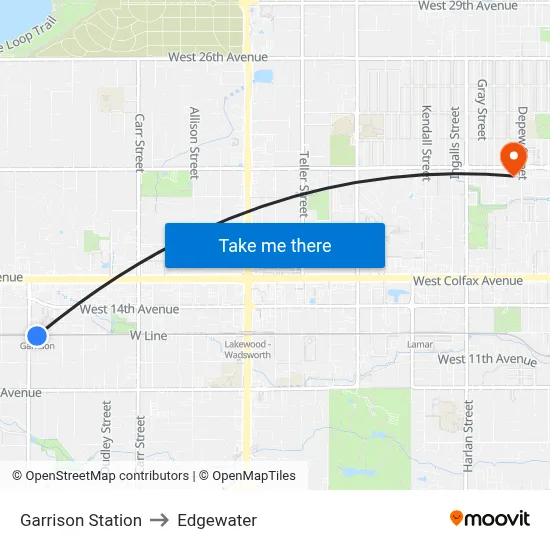 Garrison Station to Edgewater map
