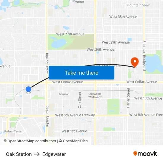 Oak Station to Edgewater map