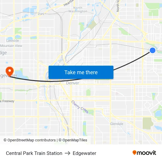 Central Park Train Station to Edgewater map