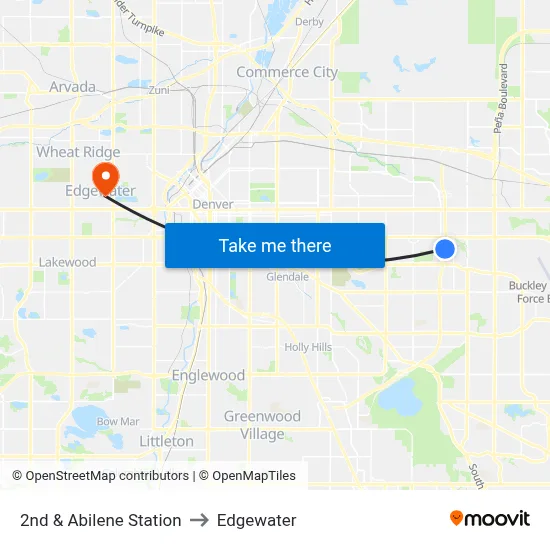 2nd & Abilene Station to Edgewater map