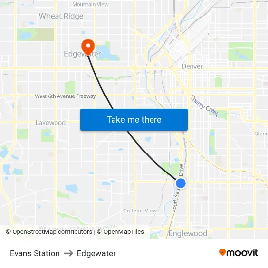 Evans Station to Edgewater map