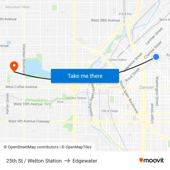 25th St / Welton Station to Edgewater map