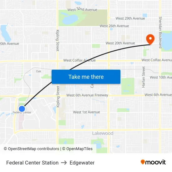 Federal Center Station to Edgewater map