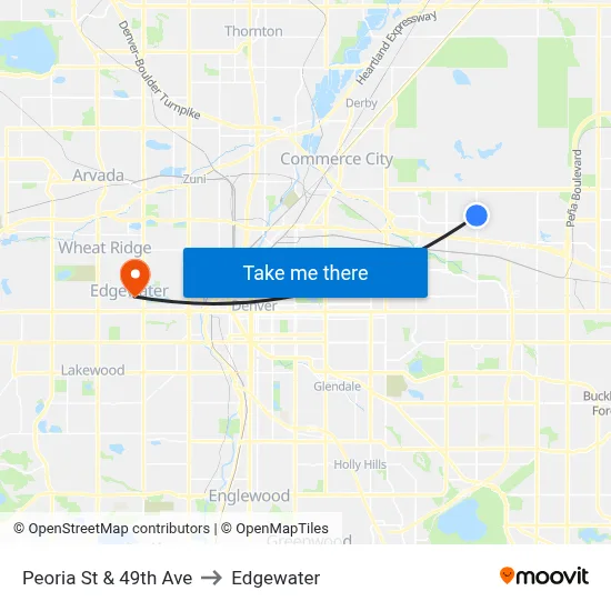 Peoria St & 49th Ave to Edgewater map