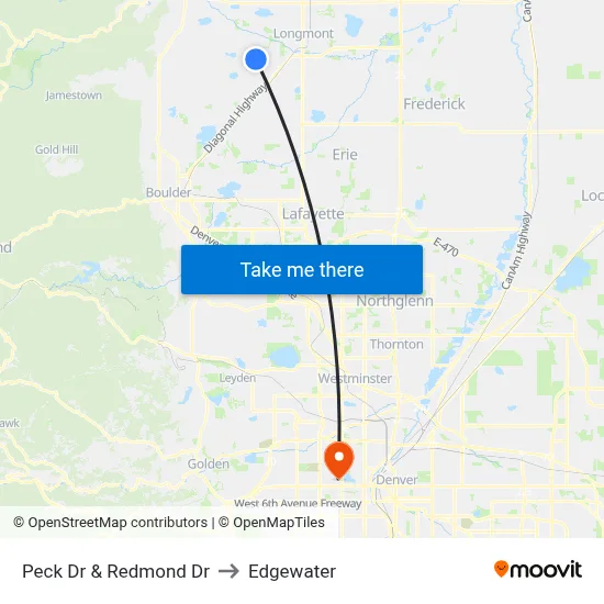 Peck Dr & Redmond Dr to Edgewater map