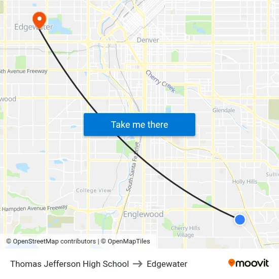 Thomas Jefferson High School to Edgewater map