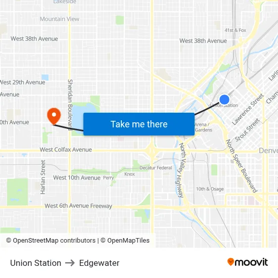 Union Station to Edgewater map