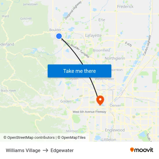 Williams Village to Edgewater map