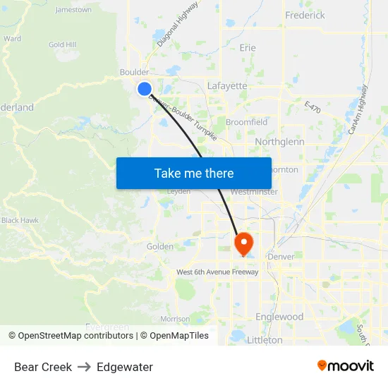 Bear Creek to Edgewater map