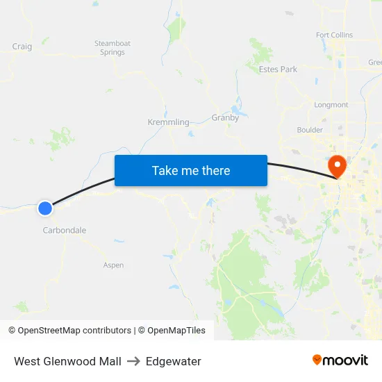West Glenwood Mall to Edgewater map