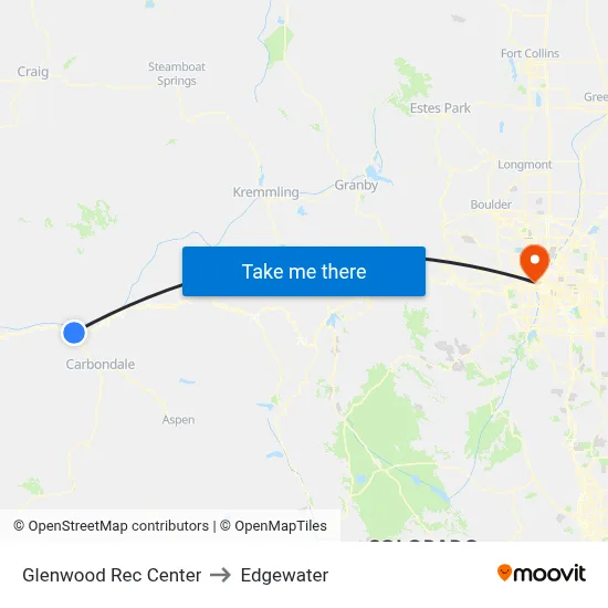 Glenwood Rec Center to Edgewater map