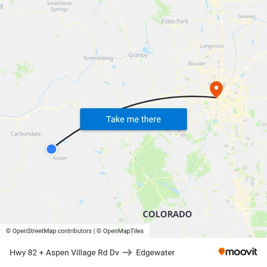Hwy 82 + Aspen Village Rd Dv to Edgewater map