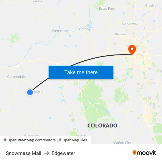 Snowmass Mall to Edgewater map
