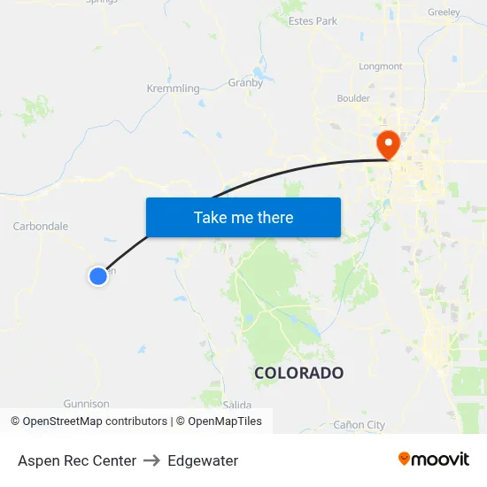 Aspen Rec Center to Edgewater map