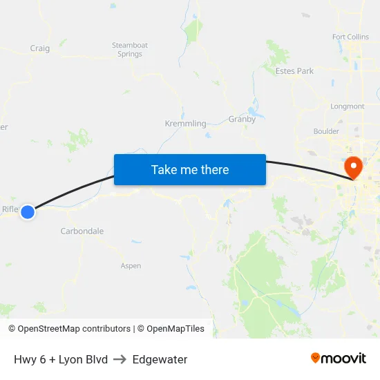 Hwy 6 + Lyon Blvd to Edgewater map